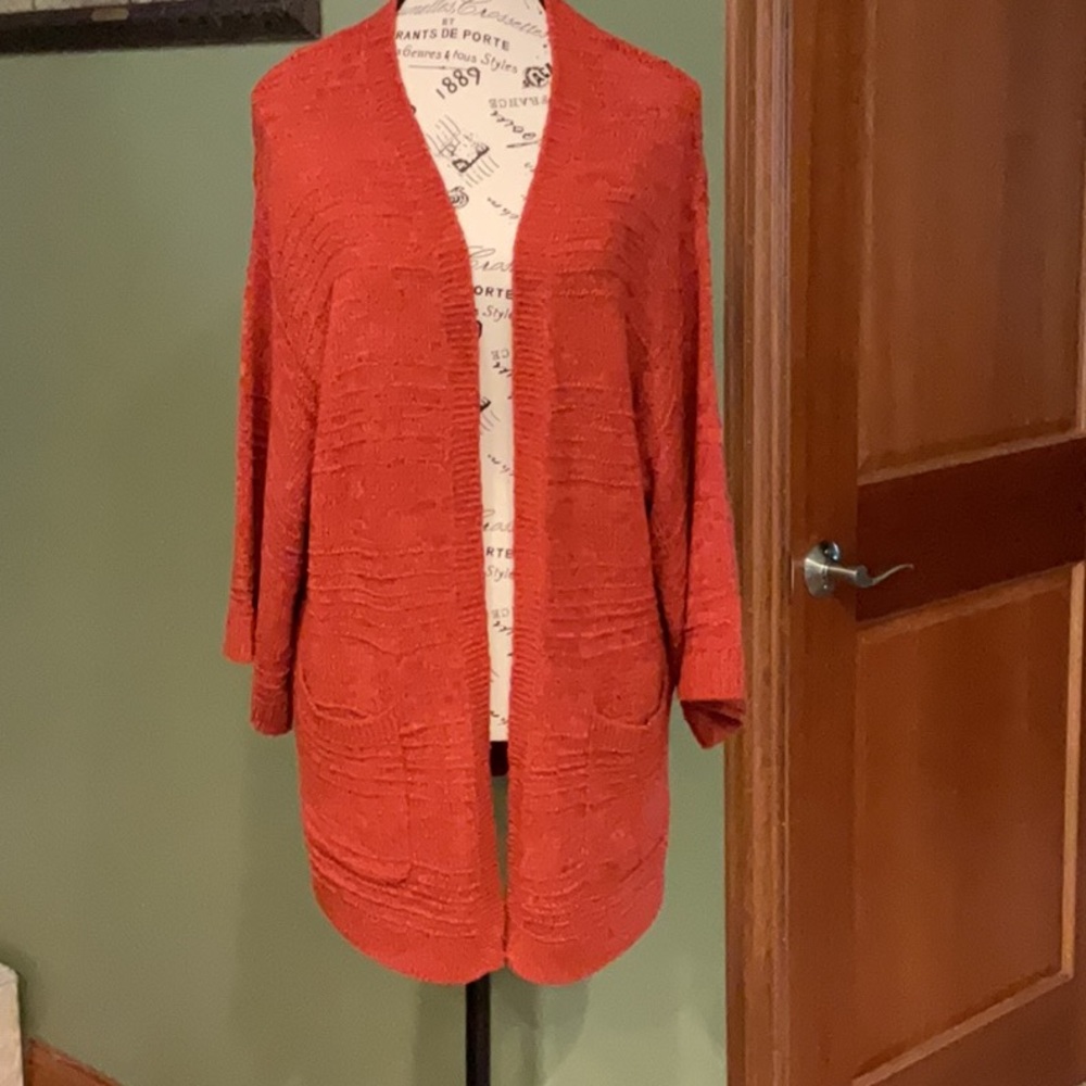 Old Navy Reddish Brown Textured Knit Cardigan Sweater
